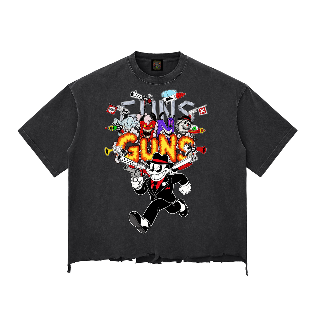 Cartoon Guns Long Hem Boxy T-shirt