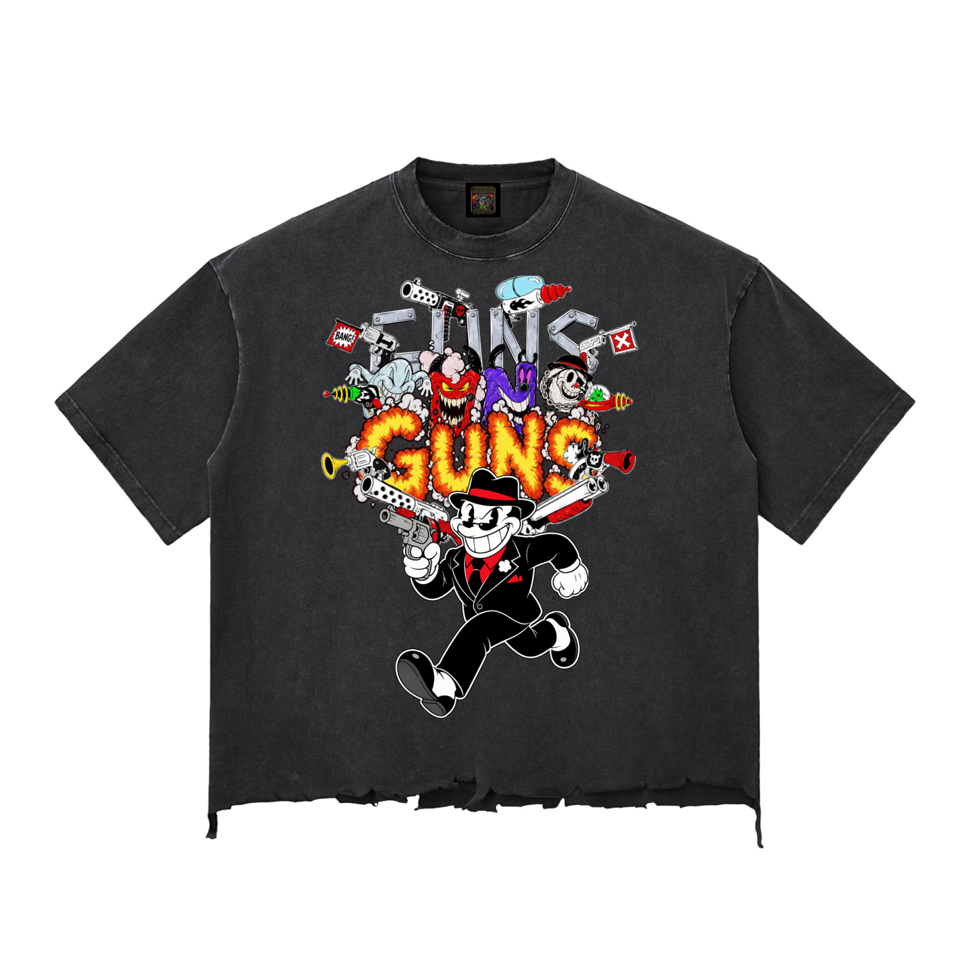 Cartoon Guns Long Hem Boxy T-shirt