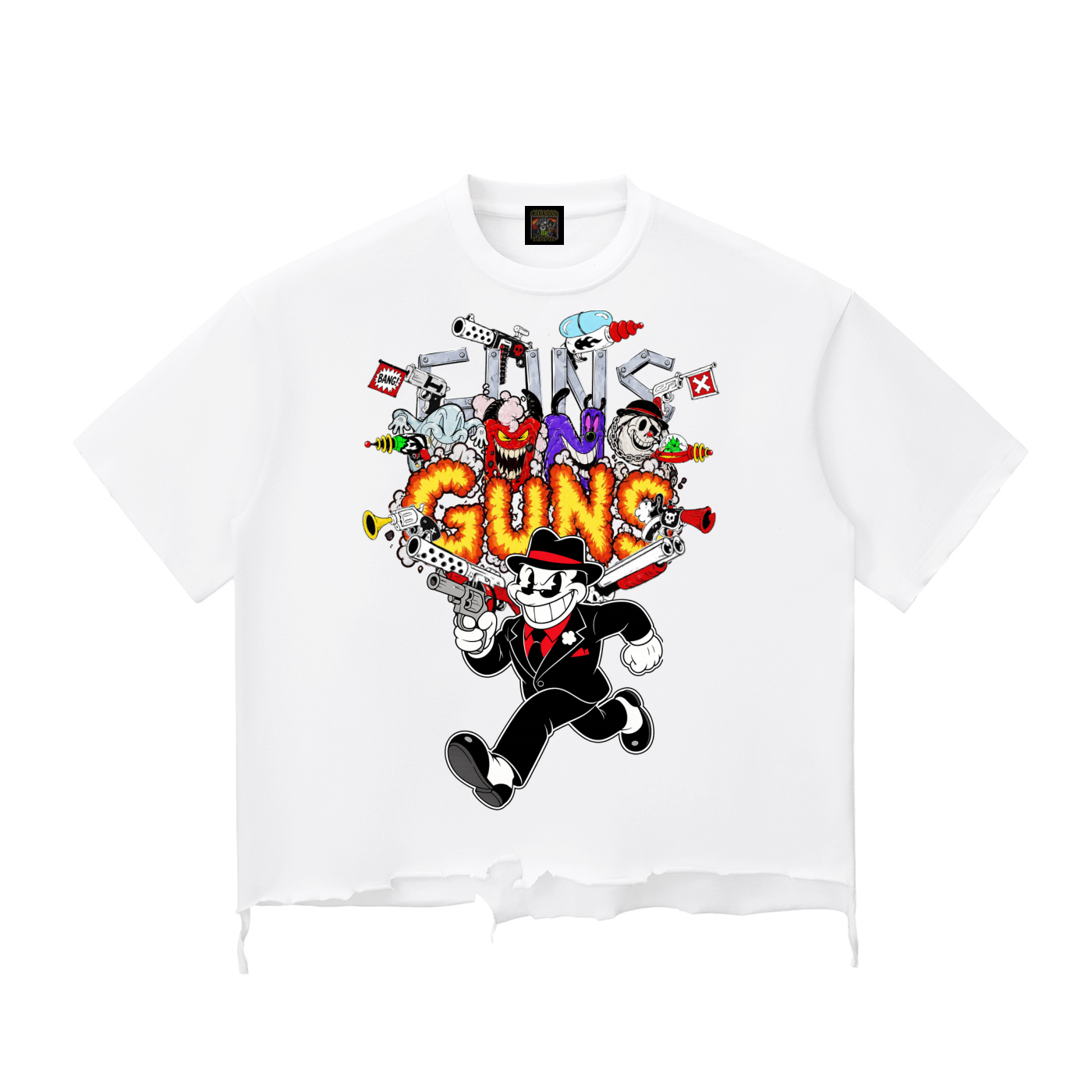 Cartoon Guns Long Hem Boxy T-shirt