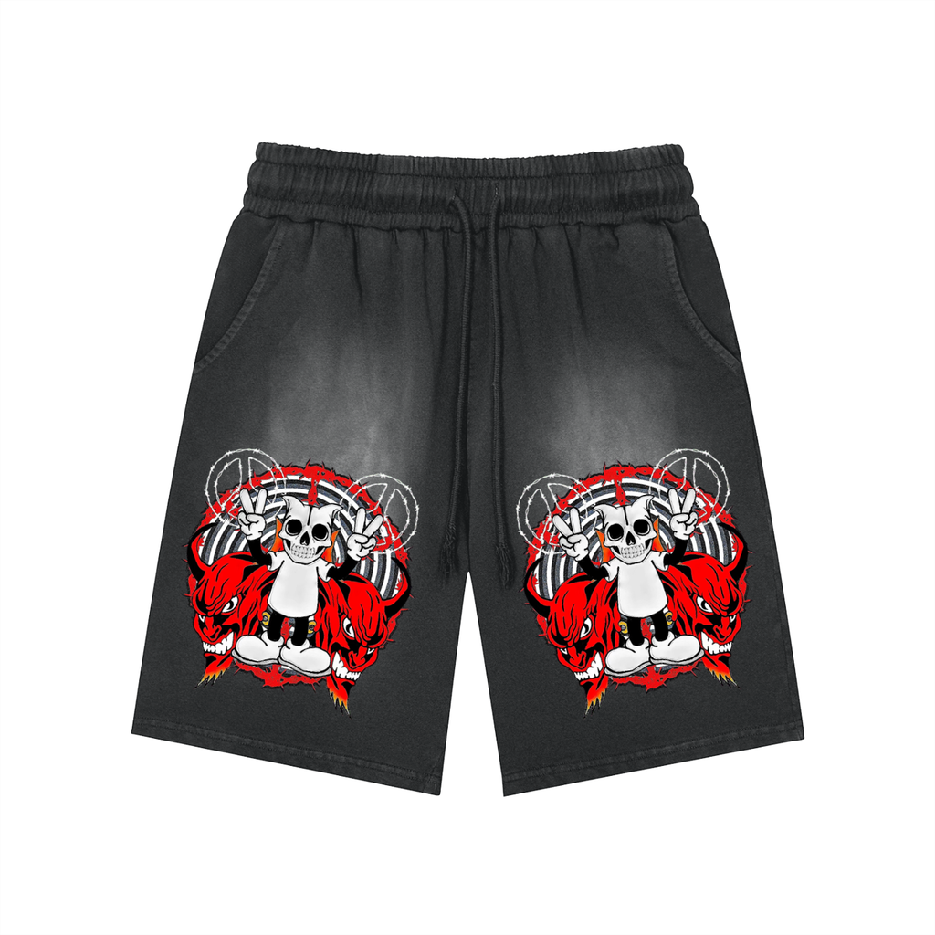 Deadly Skelly Monkey Washed Shorts