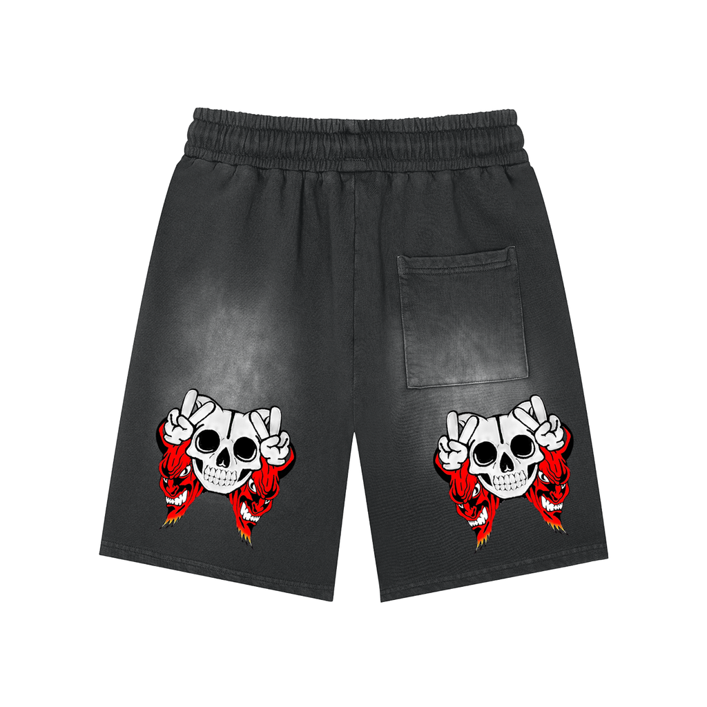 Deadly Skelly Monkey Washed Shorts