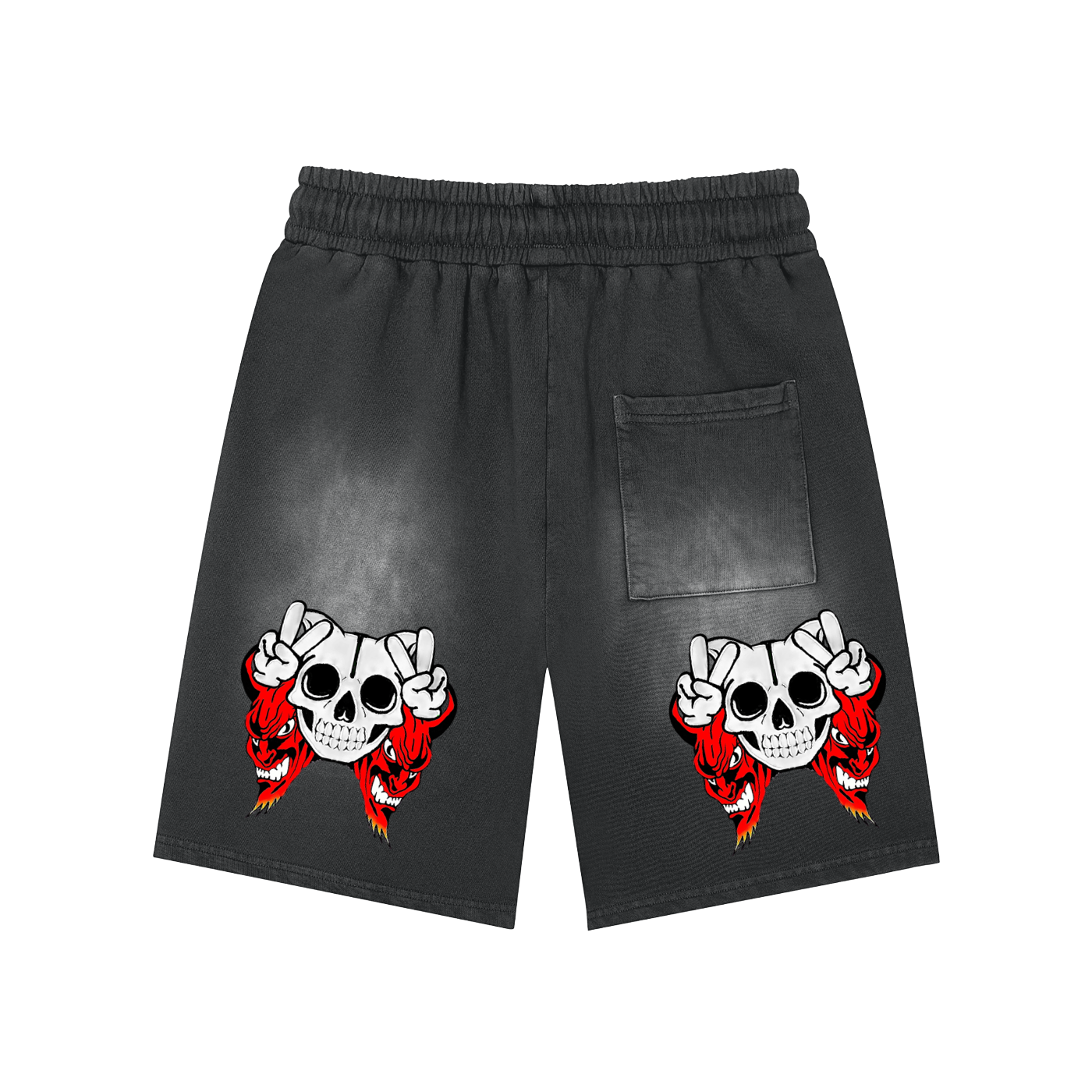 Deadly Skelly Monkey Washed Shorts