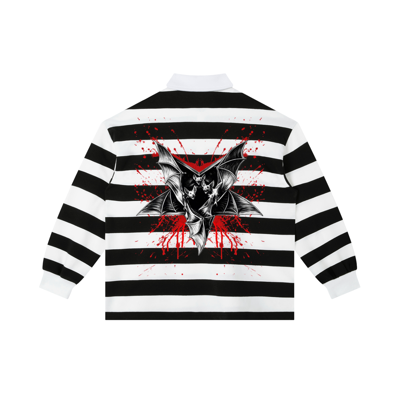 Blood Splattered Bat Wing Striped Polo Shirt
